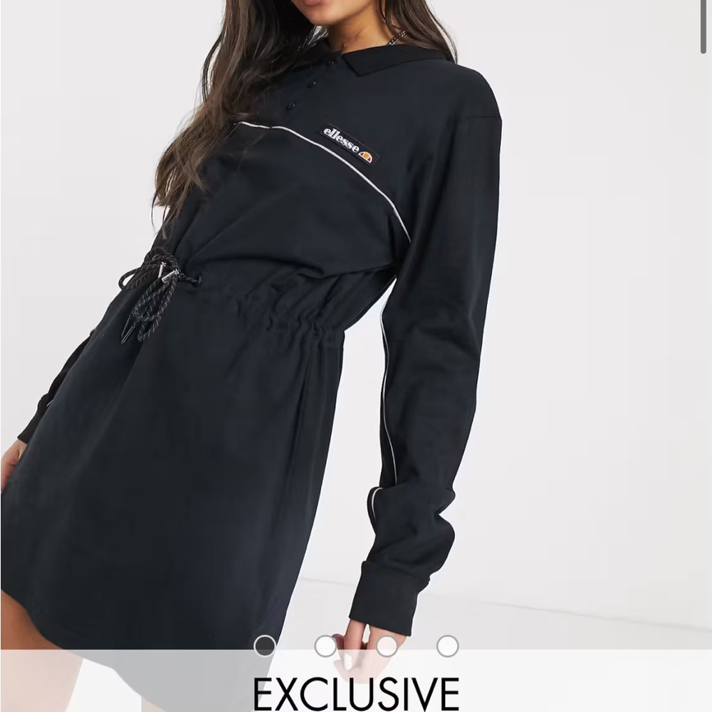 Ellesse utility dress with drawcord waist and reflective piping